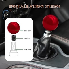 Round Ball Shift Knob, Shifter Knob, Chrome Finish Weighted Gear Shift Red