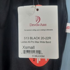 NWT DEVON AIRE Style 513 SZ XS 20 22 All Pro Max L/R Riding Breeches Pants Black
