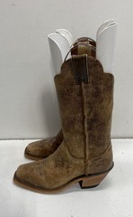 Justin Bent Rail BRL122 Distressed Brown Leather Square Toe Western Boots 9B