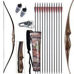 54″ Traditional Recurve Bow Arrows Set Archery Hunting Horsebow Target 20-70lbs