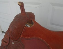 16.5″ CACTUS Saddlery Working Cowhorse Saddle~Cutting~Reining~TOOLED~GREAT COND
