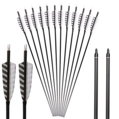 32» Archery Carbon Arrows SP400 with 4″ Turkey Feathers OD7.5mm Hunting Arrows