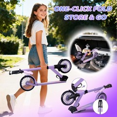 Kick Scooter for Age 6+ Kids Teens Adults, Max Load 240 LBS, Adjustable Heigh…