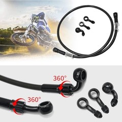 AN3 28 90 Degree M10 Aluminum Nylon Braided Motorcycle Brake Hose 90cm/35.4“