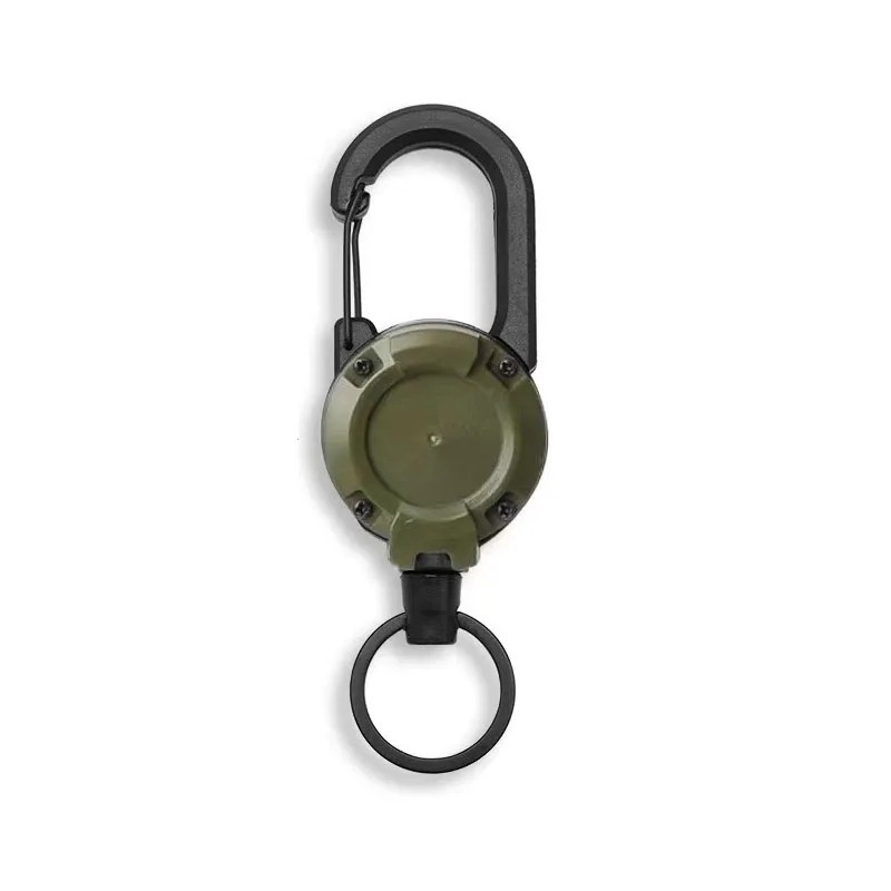 Retractable Heavy Duty Pull Reel Keychain Steel Wire Rope Carabiner Tool