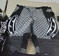 Original VINTAGE JT RACING CUSTOM GUCCI PANTS AND MASK COMBINATION.