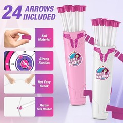 2 Pack Bow and Arrow for Kids 4-6, LED Light Up Archery Set with 24 Suction C…