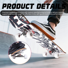 Professional Double Kick Skateboard, 31 Inch Maple Deck, ABEC
