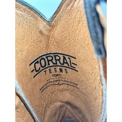 Corral Teens Western Boots 4.5T Wing Cross Brown Leather Square Toe A1032