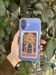 Pink Luigi Mangione “The Adjuster» Tarot Card Sticker Holographic Waterproof