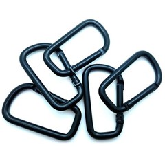 50 pcs 3″ Heavy Duty Carabiner Spring D Clip Key Chain D Shape Black