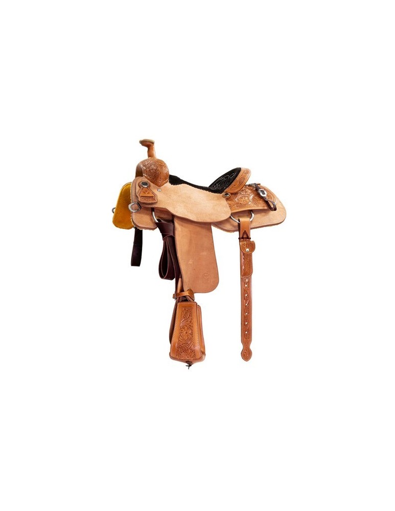 Circle Y Saddle PRCA Tooled Team Roper Leather Chocolate Suede 4433