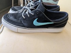 Nike SB Stefan Janoski Black Suede Skate Shoes Teal Swoosh US 8.5 D