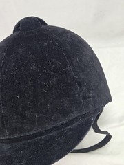 Vintage Equestrian Riding Helmet Hunt Cap Black Velvet English Horse Hat 70s 80s