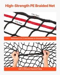Round Bale Slow Feed Hay Net, 5.91×5.91×5.91ft, 1.65in PE Knotless