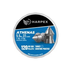 HARPEX Athenas 120 Count HIGH IMPACT POINTED 5.5mm .22 Caliber Airgun Pellets