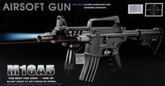 WELL 230 FPS M16 RIS CQB Spring Airsoft Rifle w/ Laser, Flashlight & Grip M16A5