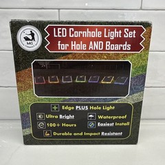 LED Cornhole Light Set for Board Edge & Hole Ring (White) Waterproof UltraBright