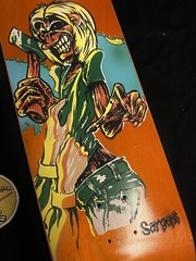 RARE FLOCKED Danny Sargent Iron Maiden New Deal Skateboard Deck Shaped SCREENED