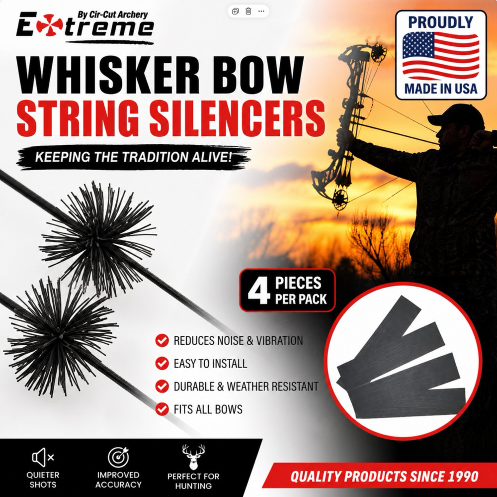 BOW STRING SILENCERS 4 Pc Black Archery STOPS VIBRATION TWANG & UNWANTED NOISE