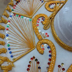 Pigalle XXXXX White Charro Sombrero Hat with Gold Trim and Sequins 23 in