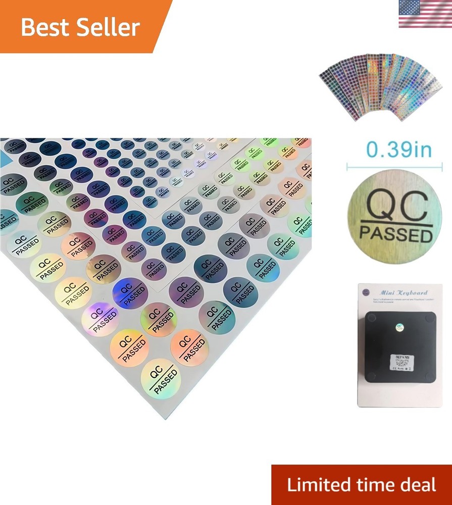Quality Control Labels – 1080 Reflective Silver QC Passed Stickers, 0.39 Inch