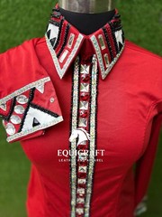 Red Western Show Shirt | Crystal Rhinestone Apparel