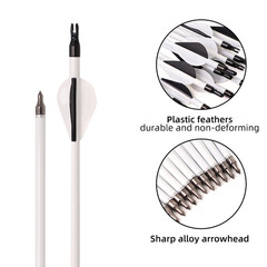 12Pcs 30″ Archery Carbon Arrows White Shaft Spine 500 for Recurve Compound Bow