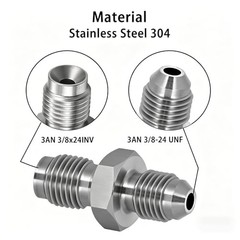 3AN Male to 3AN 3/8-24 Male Inverted Flare 3AN TO 3/8-24 Inverted Fitting(2pcs)