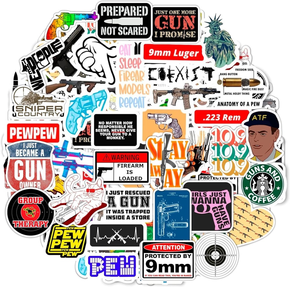 100 Pcs Tactical Firearm Stickers – Military Laptop Decals for Men & Women