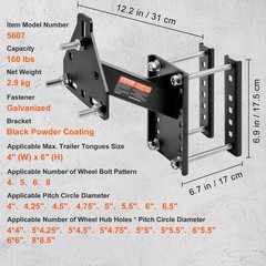Spare Tire Carrier 160lb Trailer RV Mount Bracket Bolt Pattern Wheel Holder