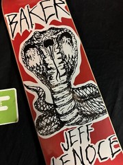 SUPER RARE Jeff Lenoce Evil Red Cobra Pro Model Baker Skateboard Deck In Shrink