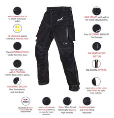 HWK Dual Sport Motorcycle Pants Men, Water Resistant Cordura Textile Size M/34