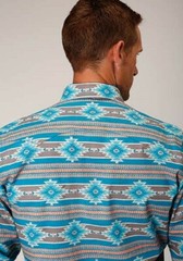 Roper Men’s Turquoise orange SANTA FE AZTEC PRINT WESTERN SHIRT Size M L XL 3XL