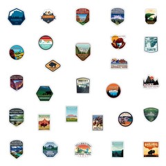 100 Pieces National Park Waterproof Vinyl Travel Sticker Decals, Outdoor Adventu