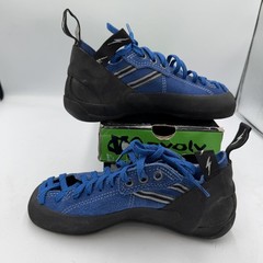 Evolv Climbing Shoes VTR3D Size 5 Blue Suede Lace Up TRAX USA Rubber Box