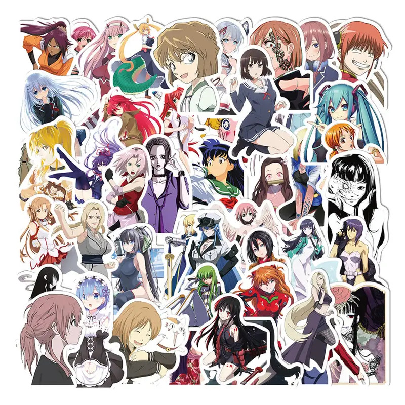 50 Mixed Heroine Demon Slayer Naruto Dragon Ball Anime Waifu Sticker Vinyl Decal