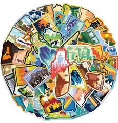20Pcs Random American Cityscape Travel Aesthetic Waterproof USA States Stickers