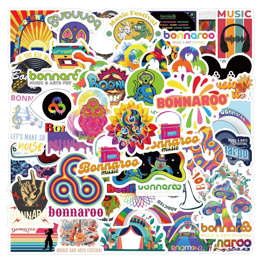 Mix 10/63 PC Bonnaroo Music Festival Cartoon Graffiti Gift Sticker-No Duplicate