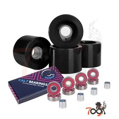 Cal 7 60mm 83A Cruiser Skateboard Black Wheels BLACK (4 Pcs) + ABEC-7 Bearings