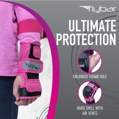 Kids & Adults Unisex Sports Protective Gear Set Knee Elbow Wrist Pads Pink Size