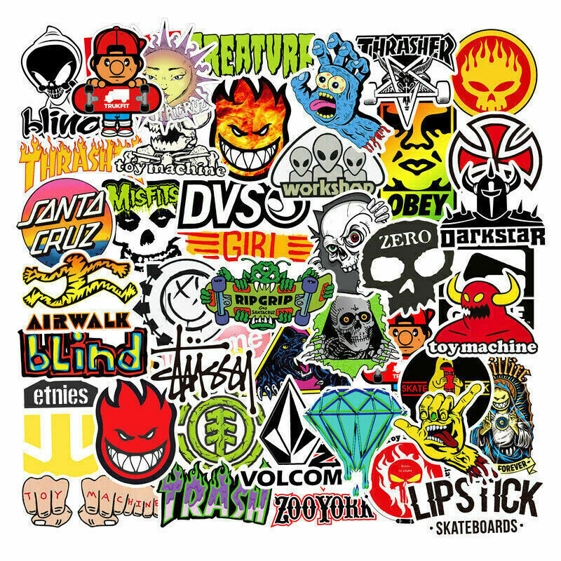 100 Skateboard Stickers Bomb Luggage Laptop Graffiti Tide Brand Decals Pack Lot