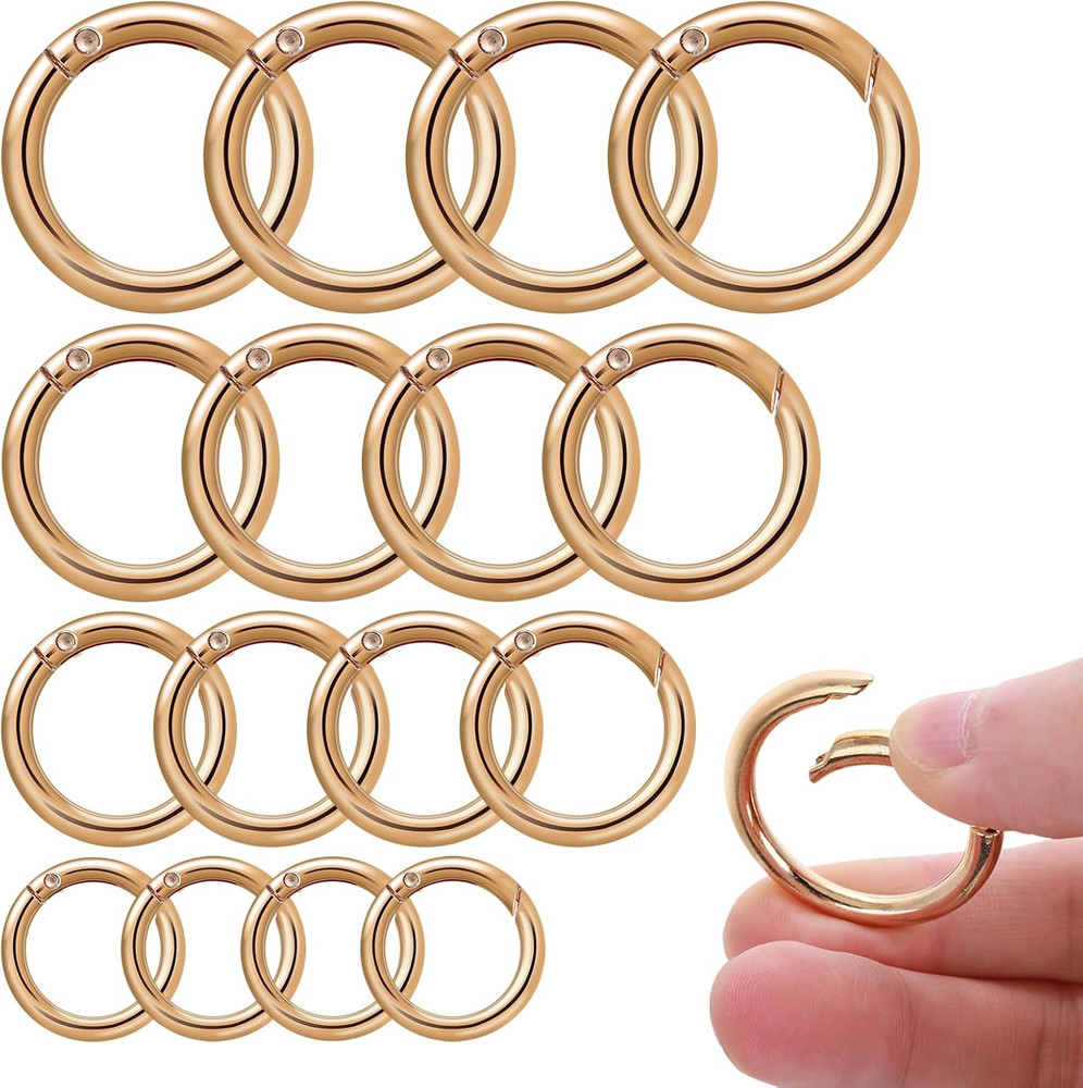 16 Pcs O Ring Clip Spring O Ring Clasp round Mini Carabiner for Bag Purse Handba