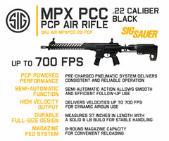 Sig Sauer MPX PCC Air Rifle .22Caliber PCP Semi-Auto 700 FPS AIR-MPXPCC-22-PCP