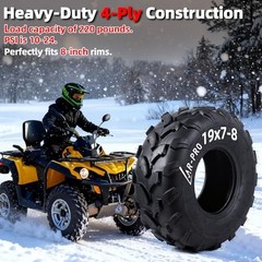 19×7-8 ATV UTV Tires – 4PR Tubeless All-Terrain Off 19×7-8 Tubeless(2-Pack)