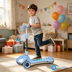 Commugo Electric Scooter Kids Light-Up Wheels Lean-to-Steer 5 mph 3-12 Years