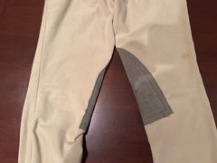 Women’s Devon Aire Beige Knee Patch Pull On Breeches Pants Size 28 M
