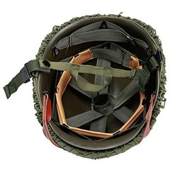 WW2 US M1 Helmet Steel Field Green with Net Cover Eye Belt Large,