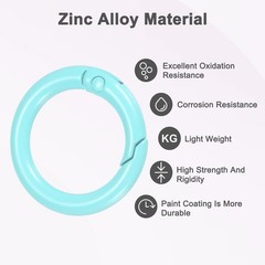 24-Pack Metal Spring O Rings, 5/8″ Zinc Alloy Keyring Buckle [Aquamarine Blue]