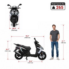 X-PRO Fiji 200 Scooter Gas Moped with 13″ Aluminum Wheels, Electric/Kick Start